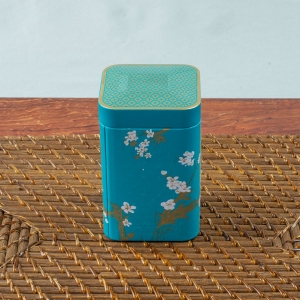 Turquoise cherry blossom tea tin, 100 gram