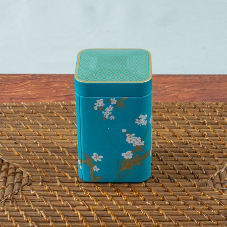 Turquoise cherry blossom tea tin, 100 gram