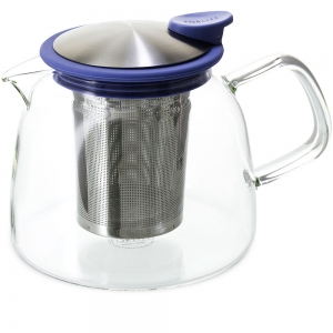 FORLIFE Bell Teapot 24oz - Blue - Borosilicate Glass with Stainless Steel Infuser