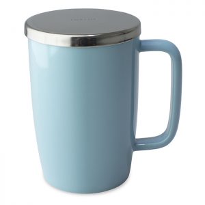 Forlife Dew Brew-in Tea Mug with Basket Infuser and Stainless Steel Lid - Turquoise